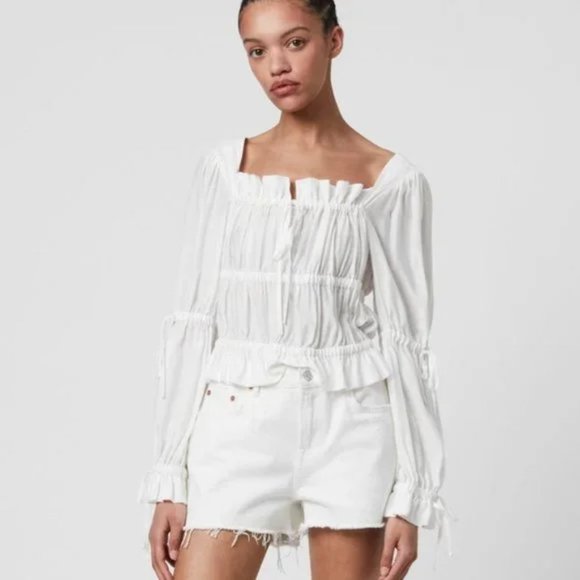 All Saints Tops - All Saints White Kimi Silk Blend Top Size US 8